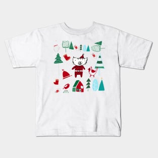 Santa Claus Kitten Kids T-Shirt